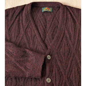 Alps Sportswear Vintage 80s 90s Men's Maroon Mohair Blend Cardigan Knit Large